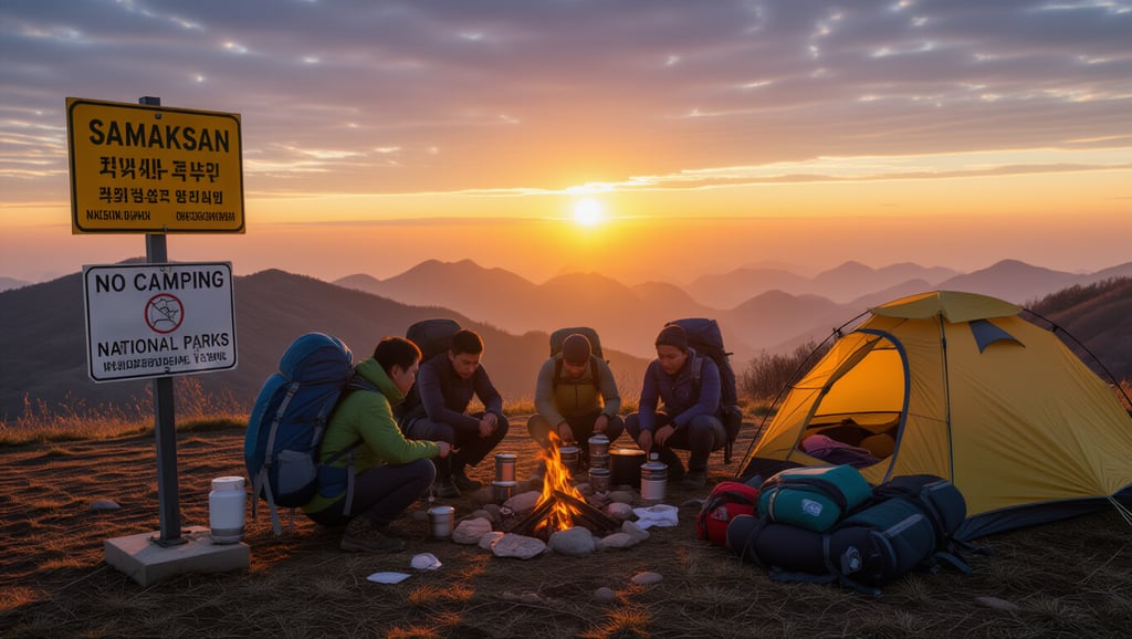 삼악산 전망대 캠핑 논란, 불법 행위부터 해결책까지 심층 분석 4 ⚖️ 삼악산 불법 캠핑, 법규와 에티켓은?